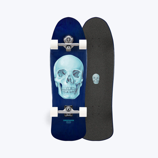 Detalhe do surfskate Skalle Navy 34 polegadas YOW Surf